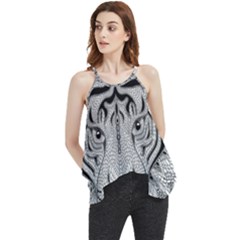 Tiger Head Flowy Camisole Tank Top by Ket1n9