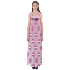 Alien Pattern Pink Empire Waist Maxi Dress by Ket1n9