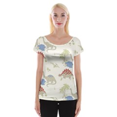 Dinosaur Art Pattern Cap Sleeve Top by Ket1n9