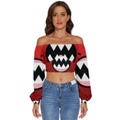 Funny Angry Long Sleeve Crinkled Weave Crop Top by Ket1n9