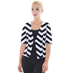 Black And White Chevron Cropped Button Cardigan by Ket1n9