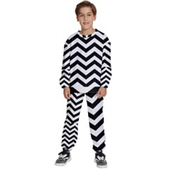 Black And White Chevron Kids  Sweatshirt Set by Ket1n9