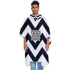 Black And White Chevron Men s Hooded Rain Ponchos by Ket1n9