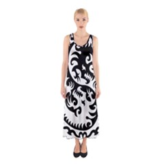 Ying Yang Tattoo Sleeveless Maxi Dress by Ket1n9