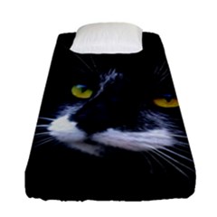 Face Black Cat Fitted Sheet (single Size) by Ket1n9