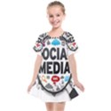 Social Media Computer Internet Typography Text Poster Kids  Smock Dress View1