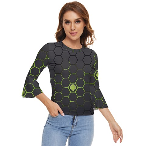 Green Android Honeycomb Gree Bell Sleeve Top by Ket1n9