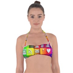 Colorful 3d Social Media Tie Back Bikini Top by Ket1n9