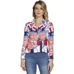 United States Of America Images Independence Day Women s Long Sleeve Revers Collar Cropped Jacket by Ket1n9