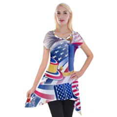 United States Of America Usa  Images Independence Day Short Sleeve Side Drop Tunic by Ket1n9