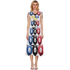 Racked Billiard Pool Balls V-neck Drawstring Shoulder Sleeveless Maxi Dress by Ket1n9