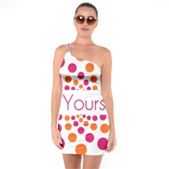 Be Yourself Pink Orange Dots Circular One Shoulder Ring Trim Bodycon Dress by Ket1n9