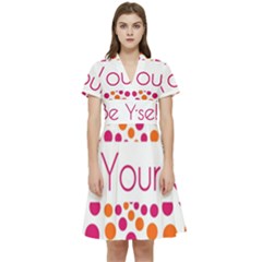 Be Yourself Pink Orange Dots Circular Short Sleeve Waist Detail Dress by Ket1n9