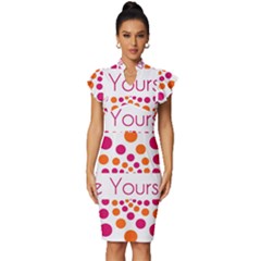 Be Yourself Pink Orange Dots Circular Vintage Frill Sleeve V-neck Bodycon Dress by Ket1n9