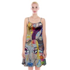 Graffiti-mural-street-art-painting Spaghetti Strap Velvet Dress by Ket1n9