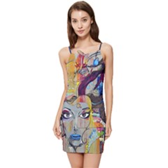 Graffiti-mural-street-art-painting Summer Tie Front Dress by Ket1n9