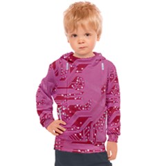 Pink Circuit Pattern Kids  Hooded Pullover by Ket1n9