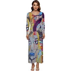 Graffiti-mural-street-art-painting Long Sleeve Longline Maxi Dress by Ket1n9