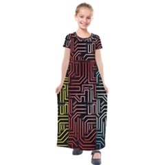 Circuit Board Seamless Patterns Set Kids  Short Sleeve Maxi Dress by Ket1n9