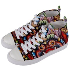 Wood Sculpture Bali Logo Women s Mid-top Canvas Sneakers by Ket1n9