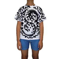 Ying Yang Tattoo Kids  Short Sleeve Swimwear by Ket1n9