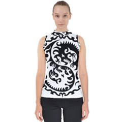 Ying Yang Tattoo Mock Neck Shell Top by Ket1n9