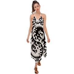 Ying Yang Tattoo Halter Tie Back Dress  by Ket1n9