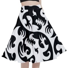 Ying Yang Tattoo A-line Full Circle Midi Skirt With Pocket by Ket1n9