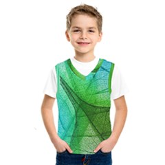 Sunlight Filtering Through Transparent Leaves Green Blue Kids  Basketball Tank Top by Ket1n9