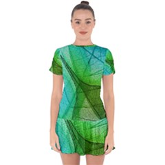 Sunlight Filtering Through Transparent Leaves Green Blue Drop Hem Mini Chiffon Dress by Ket1n9