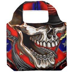 Confederate Flag Usa America United States Csa Civil War Rebel Dixie Military Poster Skull Foldable Grocery Recycle Bag by Ket1n9