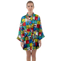 Snakes And Ladders Long Sleeve Satin Kimono by Ket1n9