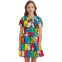 Snakes And Ladders Kids  Bow Tie Puff Sleeve Dress by Ket1n9