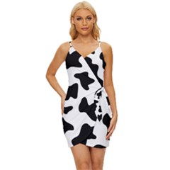 Animal-print-black-and-white-black Wrap Tie Front Dress by Ket1n9