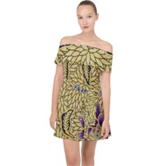 Traditional Art Batik Pattern Off Shoulder Chiffon Dress by Ket1n9