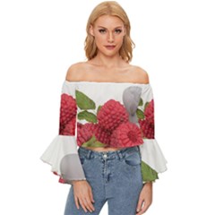 Fruit-healthy-vitamin-vegan Off Shoulder Flutter Bell Sleeve Top by Ket1n9