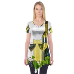 White-wine-red-wine-the-bottle Short Sleeve Tunic  by Ket1n9