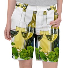 White-wine-red-wine-the-bottle Women s Pocket Shorts by Ket1n9