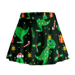 Christmas Funny Pattern Dinosaurs Mini Flare Skirt by Ket1n9