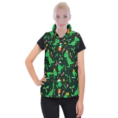 Christmas Funny Pattern Dinosaurs Women s Button Up Vest by Ket1n9