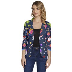 Colorful Funny Christmas Pattern Women s One-button 3/4 Sleeve Short Jacket by Ket1n9