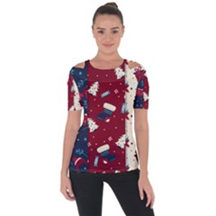 Flat Design Christmas Pattern Collection Art Shoulder Cut Out Short Sleeve Top by Ket1n9