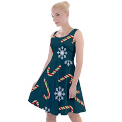 Christmas Seamless Pattern With Candies Snowflakes Knee Length Skater Dress by Ket1n9