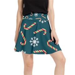 Christmas Seamless Pattern With Candies Snowflakes Waistband Skirt by Ket1n9