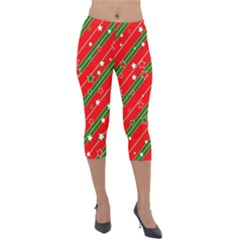 Christmas Paper Star Texture Lightweight Velour Capri Leggings  by Ket1n9