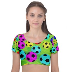 Balls Colors Velvet Short Sleeve Crop Top  by Ket1n9