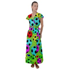 Balls Colors Flutter Sleeve Maxi Dress by Ket1n9