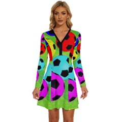 Balls Colors Long Sleeve Deep V Mini Dress  by Ket1n9