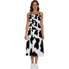 Animal-print-black-and-white-black Sleeveless Shoulder Straps Boho Dress by Ket1n9