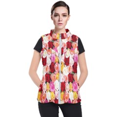 Rose Color Beautiful Flowers Women s Puffer Vest by Ket1n9